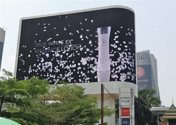 DIP346 P10 Layar LED Melengkung Layar Penuh Warna Iklan Luar Ruangan 10000 Dos / Sqm